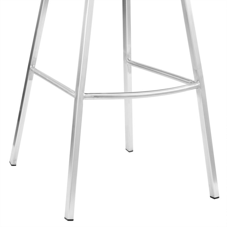 Contemporary 30" Gray Faux Leather Swivel Bar Stool with Stainless Steel Base