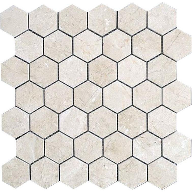 12" Beige Marble Honeycomb Mosaic Tile for Kitchen and Bathroom