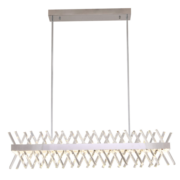 Chrome and Crystal 40" LED Rectangle Chandelier