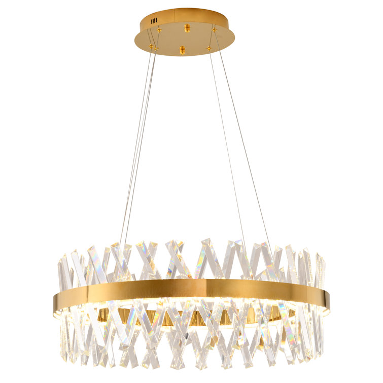 26" Chrome and Crystal LED Chandelier