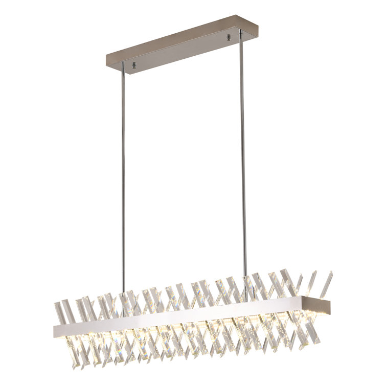 Chrome and Crystal 40" LED Rectangle Chandelier