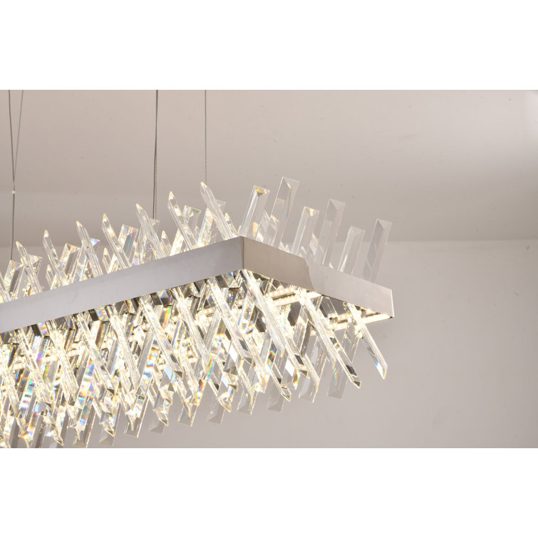 Bethel 34" Chrome Crystal LED Chandelier with Adjustable Cord