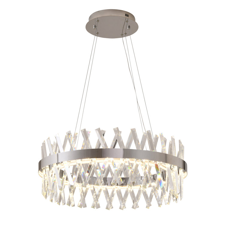 Elegant Chrome 26'' Round LED Chandelier with Clear Crystals