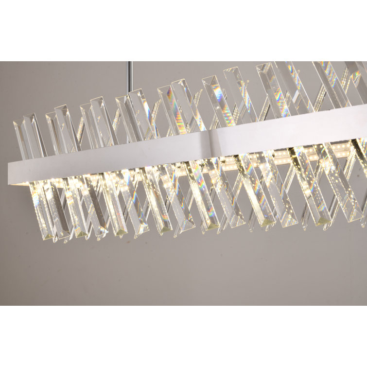 Chrome and Crystal 40" LED Rectangle Chandelier
