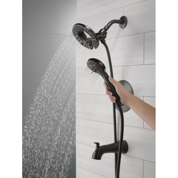 Matte Black Dual Handheld Wall Mounted Shower Faucet Set