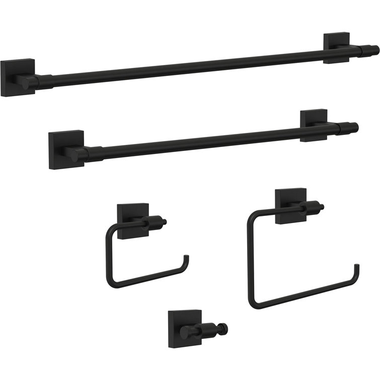 Maxted Matte Black Wall Mounted Bathroom Hardware Set