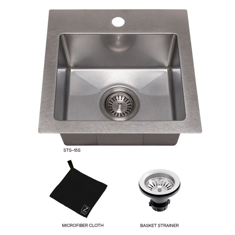 Donner 15" Stainless Steel Single Bowl Topmount Bar Sink
