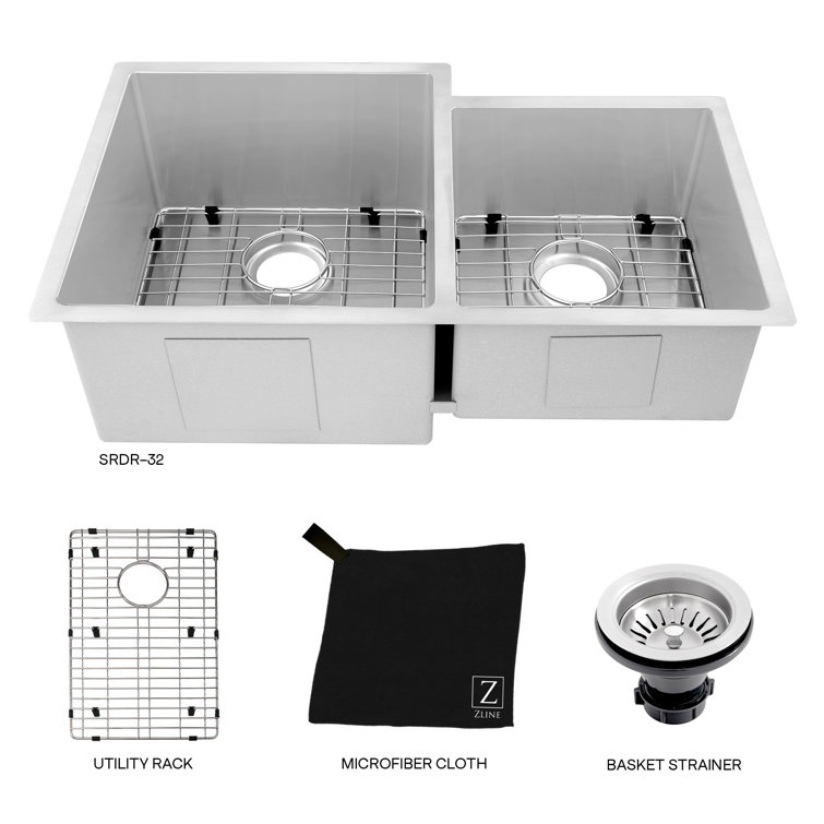 Jackson 32" Stainless Steel Double Bowl Undermount Kitchen Sink
