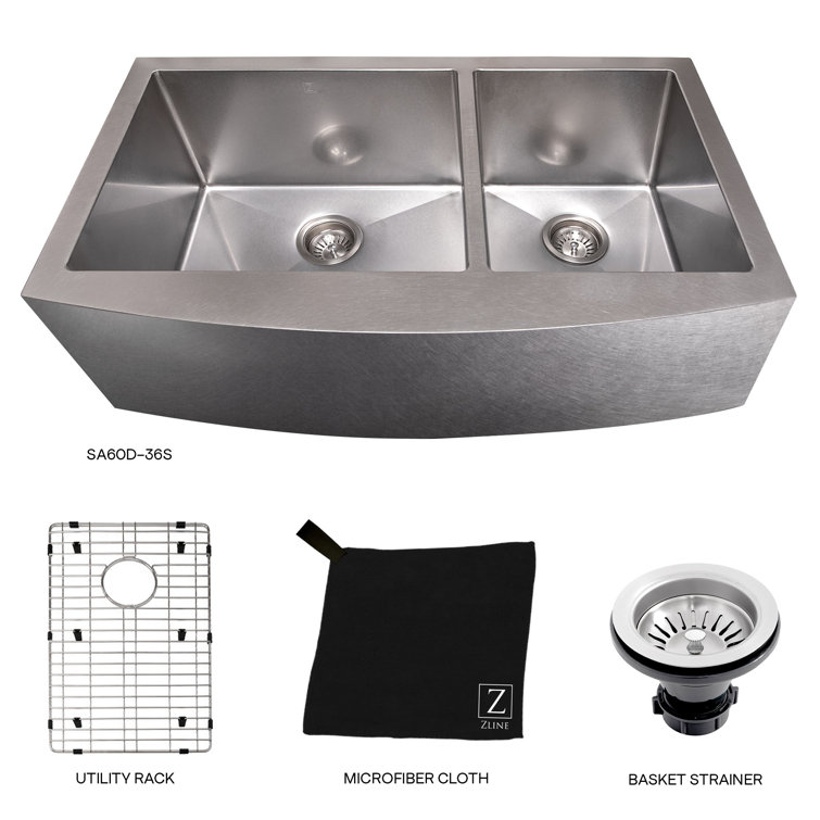 36" Stainless Steel Double Bowl Farmhouse Kitchen Sink