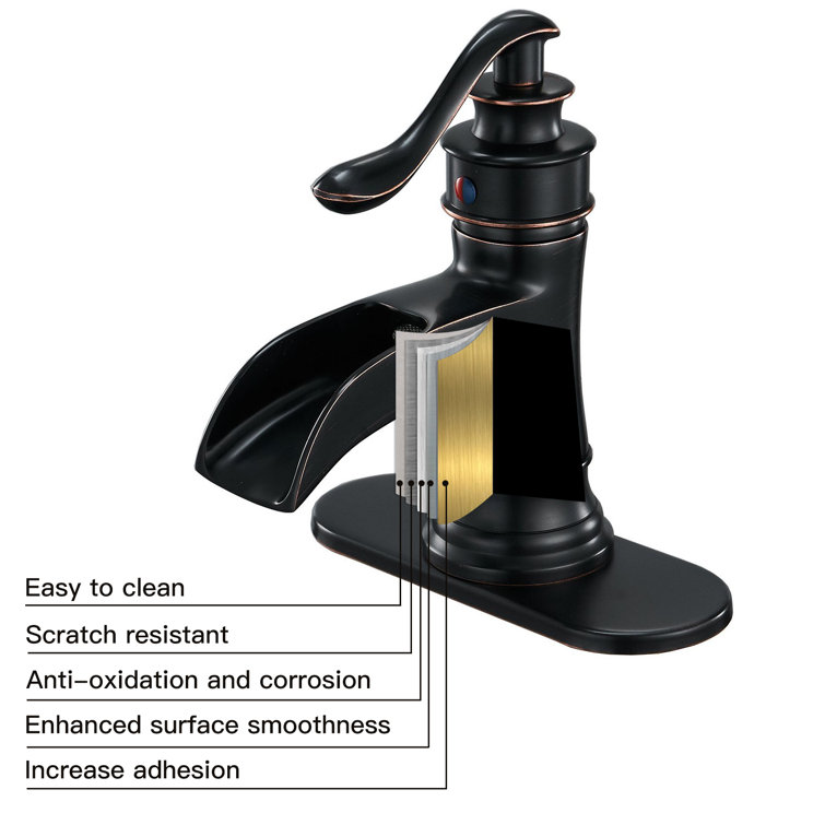 Oil Rubbed Bronze Single Handle Waterfall Bathroom Faucet with Drain Kit
