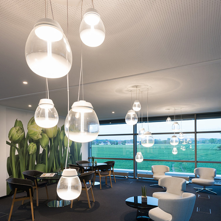 Medium White Glass LED Dimmable Pendant Light