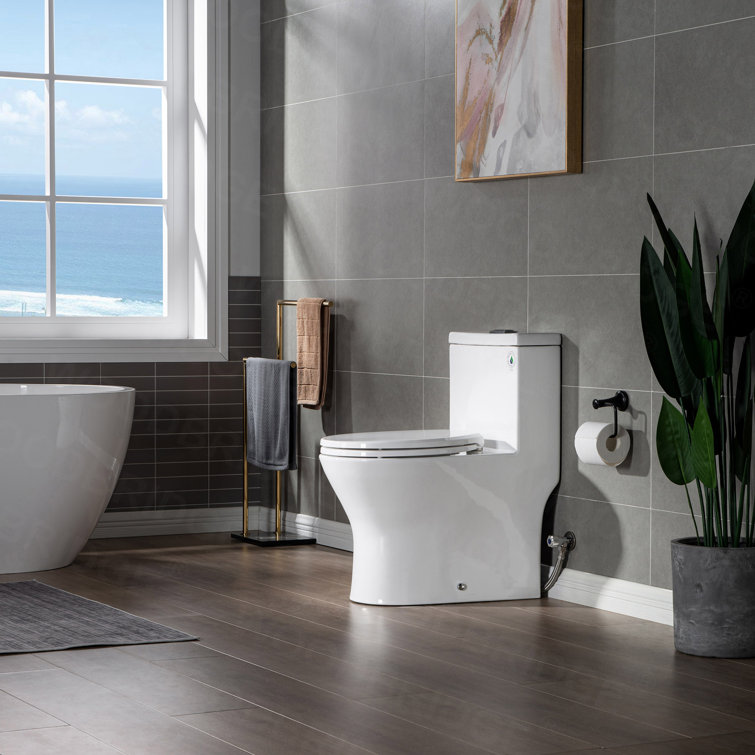 White Elongated Dual-Flush High Efficiency Toilet with Soft-Closing Seat