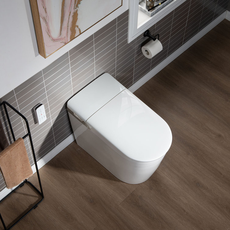 White Elongated One-Piece Smart Bidet Toilet with Dual Flush