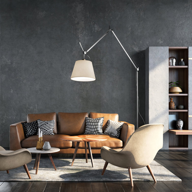 14" Parchment Shade Aluminum Task Floor Lamp
