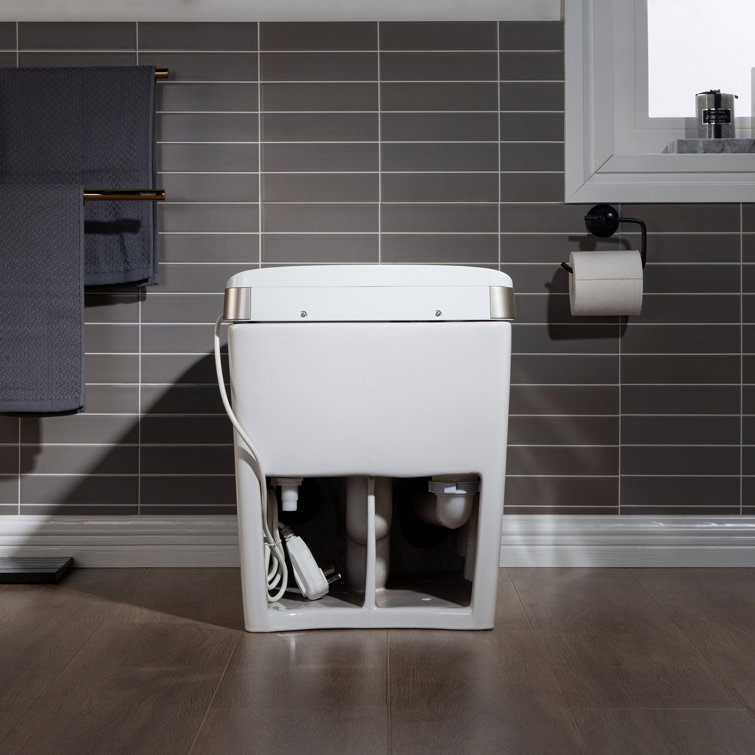 White Elongated One-Piece Smart Bidet Toilet with Dual Flush