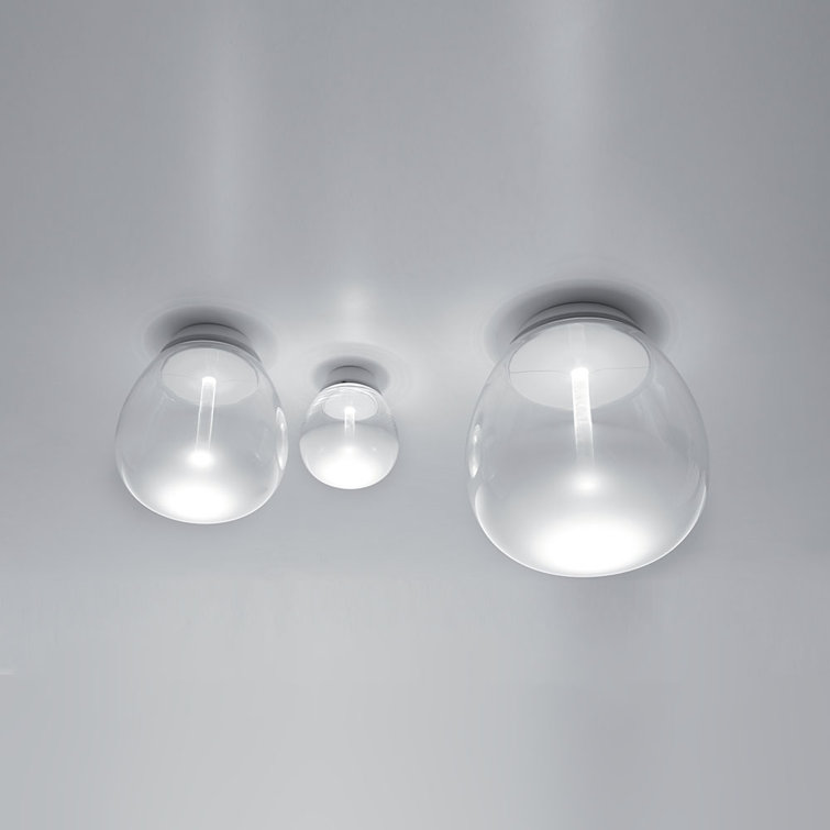 Empatia White Glass LED Flush Mount Ceiling Light - Large