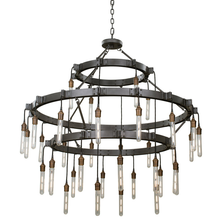 Stuyvesant 36-Light Black Steel Tiered Chandelier