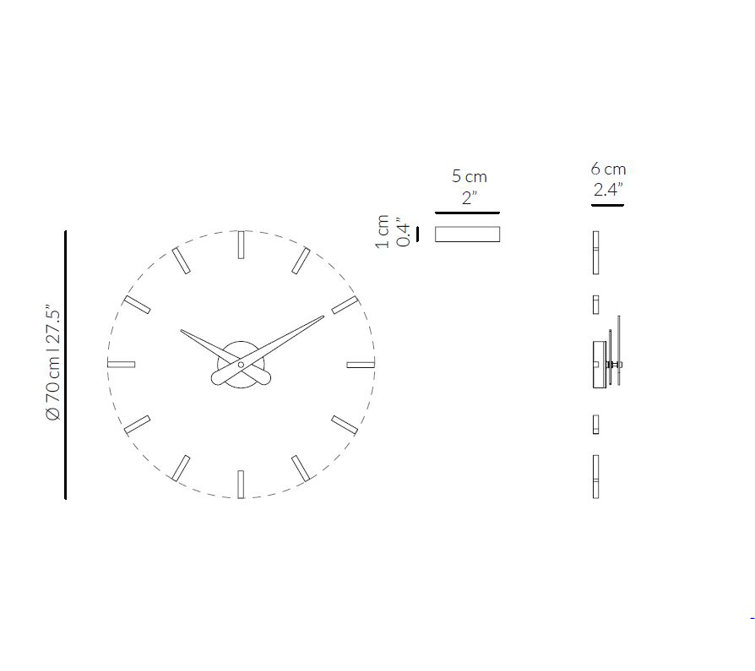 Sunset 19.68'' Walnut Wood Silent Wall Clock