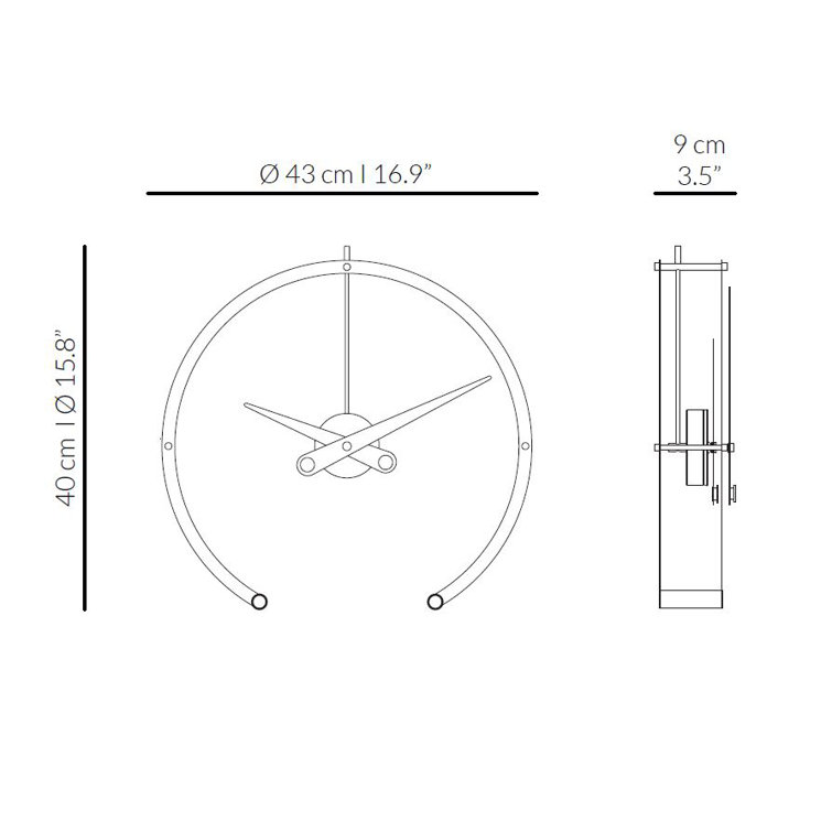 Silver Quartz and Polished Steel Table Clock