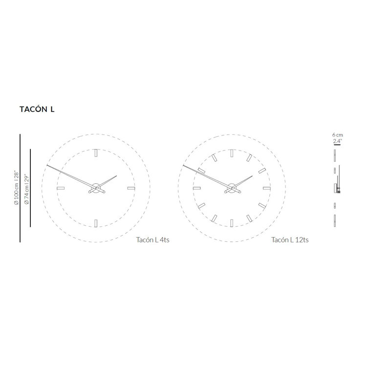 Oversized White Metal Analog Wall Clock