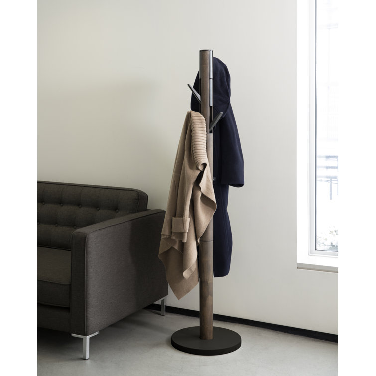 Flapper Sleek Black/Walnut 9-Hook Freestanding Coat Rack