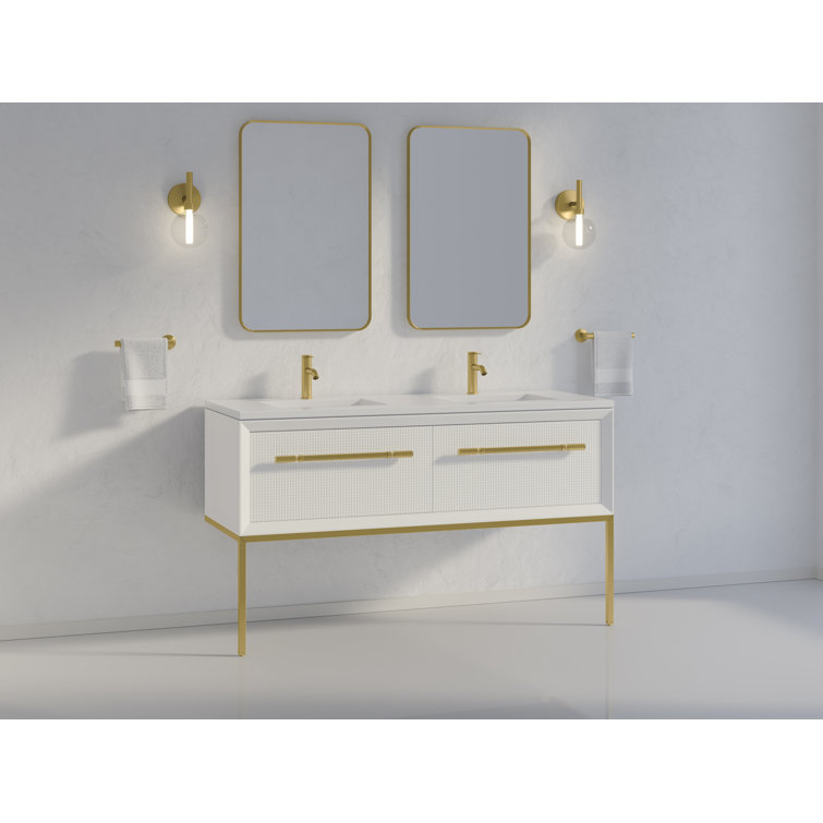 Enivo 61" White Painted Wall-Mount Double Vanity