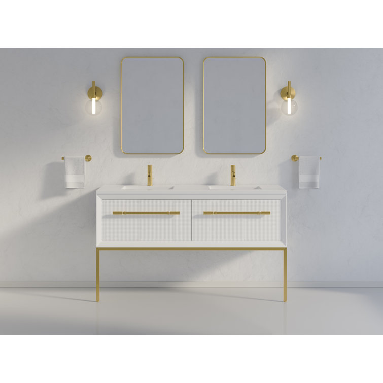 Enivo 61" White Painted Wall-Mount Double Vanity
