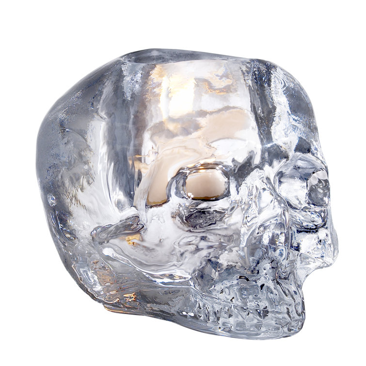 Ludvig Löfgren Clear Glass Skull Votive Holder 4.5"