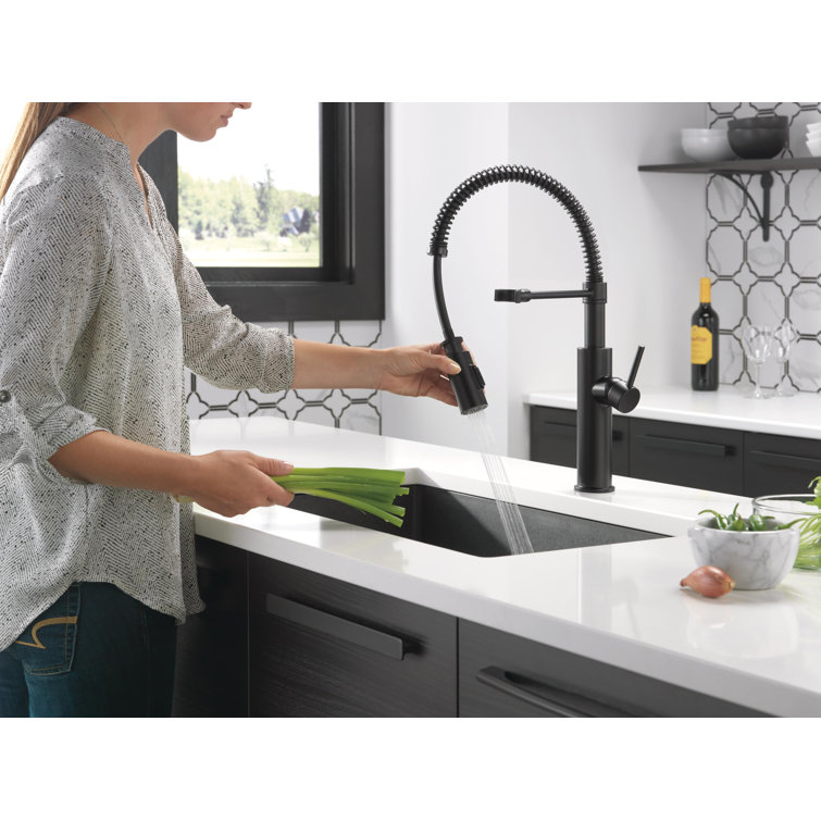 Matte Black Brass Pull-Down Kitchen Faucet with Magnetic Docking