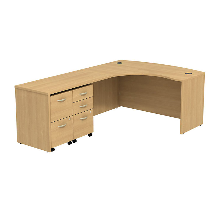 Hansen Cherry 90" Corner Desk with Drawer and Filing Cabinet