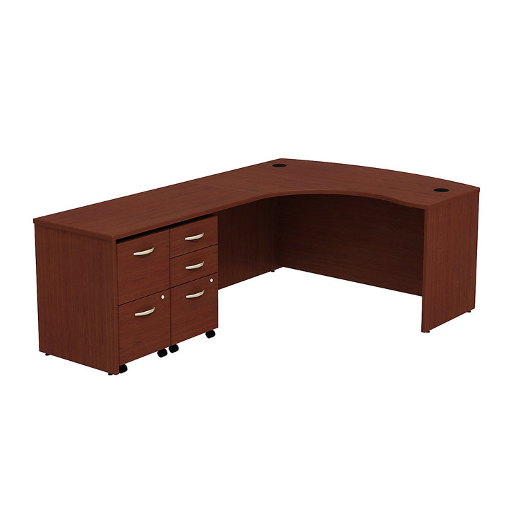 Hansen Cherry 90" Corner Desk with Drawer and Filing Cabinet