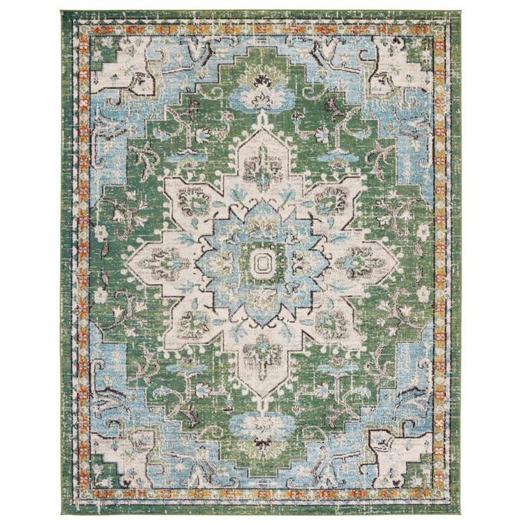 Madison Green and Turquoise Stain-Resistant Area Rug