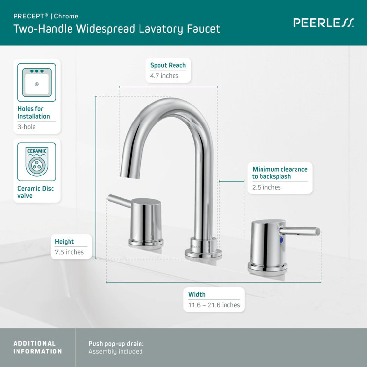 Precept Polished Chrome Two-Handle Widespread Bathroom Faucet