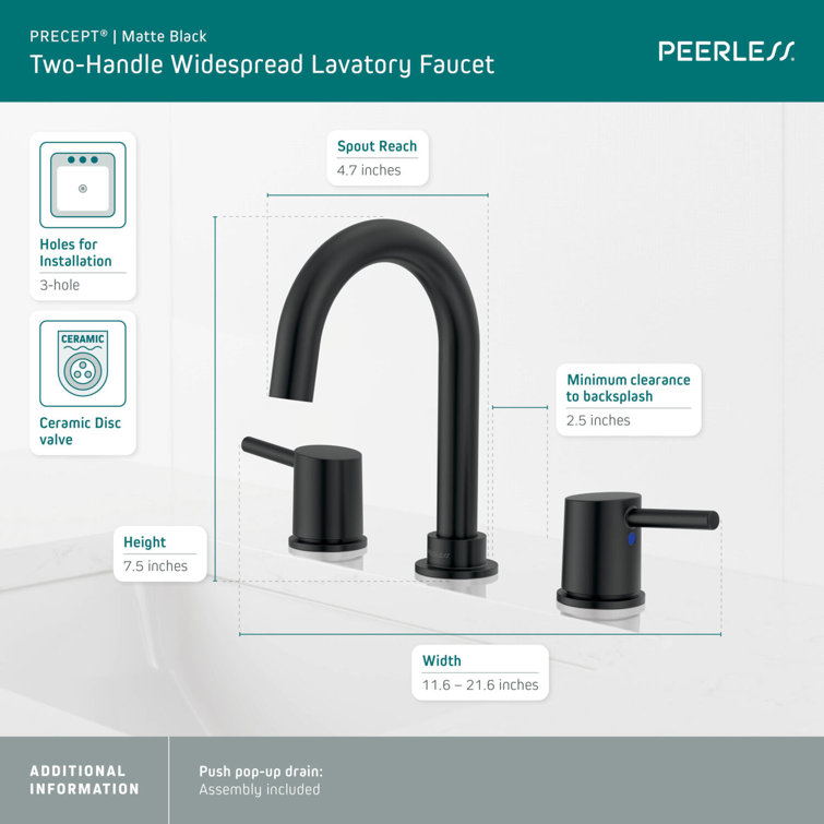 Precept Matte Black 2-Handle Widespread Bathroom Faucet
