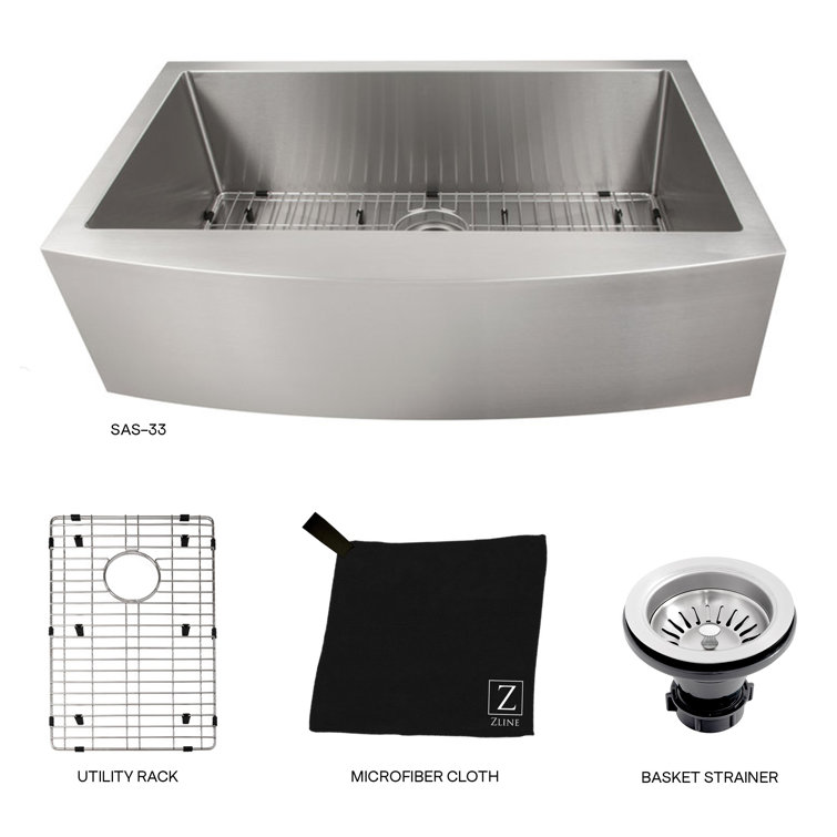 Vail 33" Stainless Steel Farmhouse Single Bowl Kitchen Sink