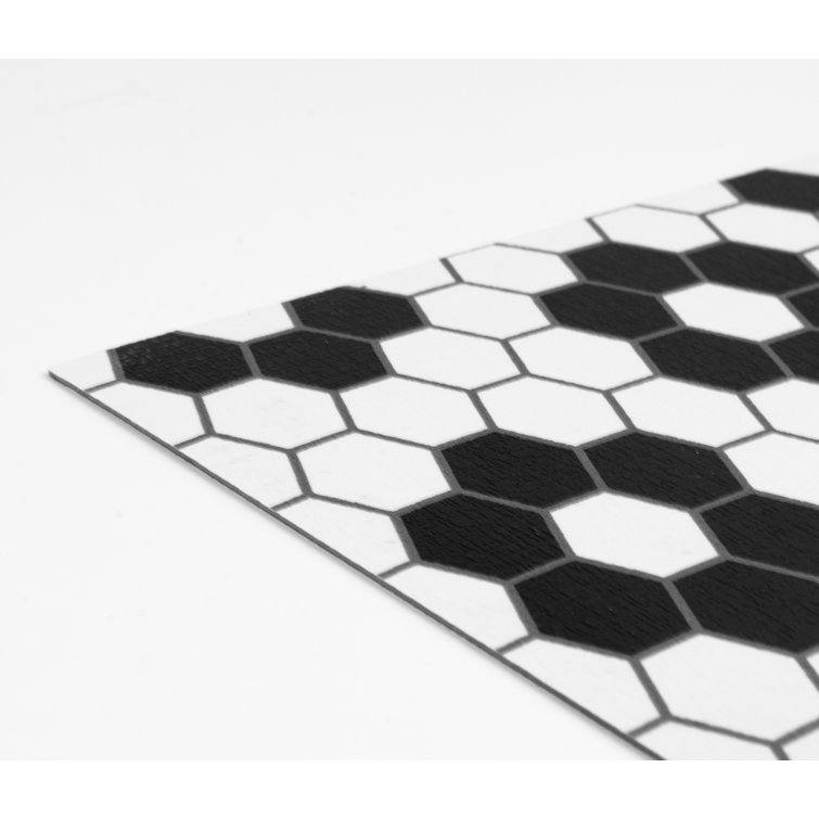 Black and White Hexagon Peel and Stick Floor Tiles