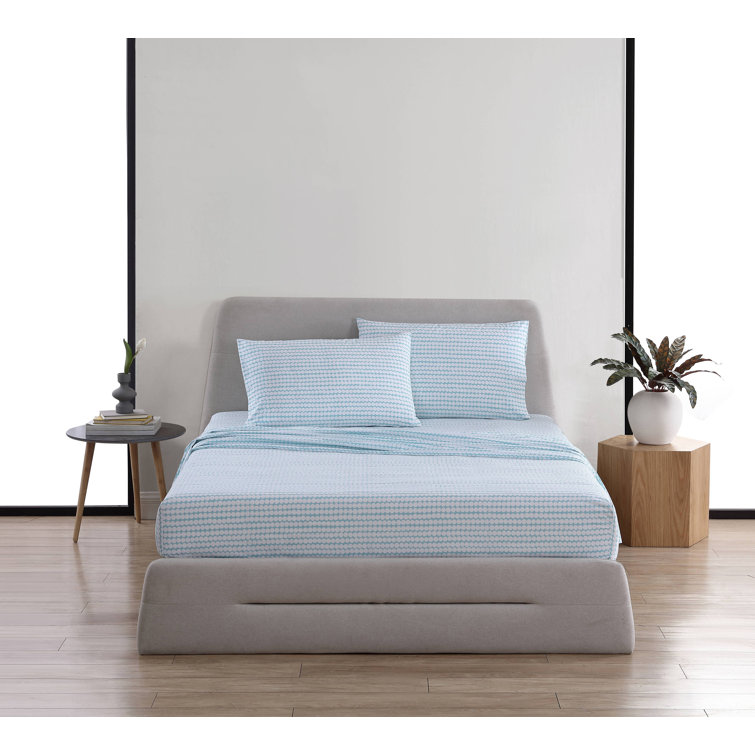 Pikku Rasymatto Blue Cotton Percale Queen Sheet Set