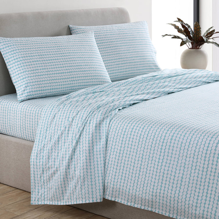 Pikku Rasymatto Blue Cotton Percale Queen Sheet Set