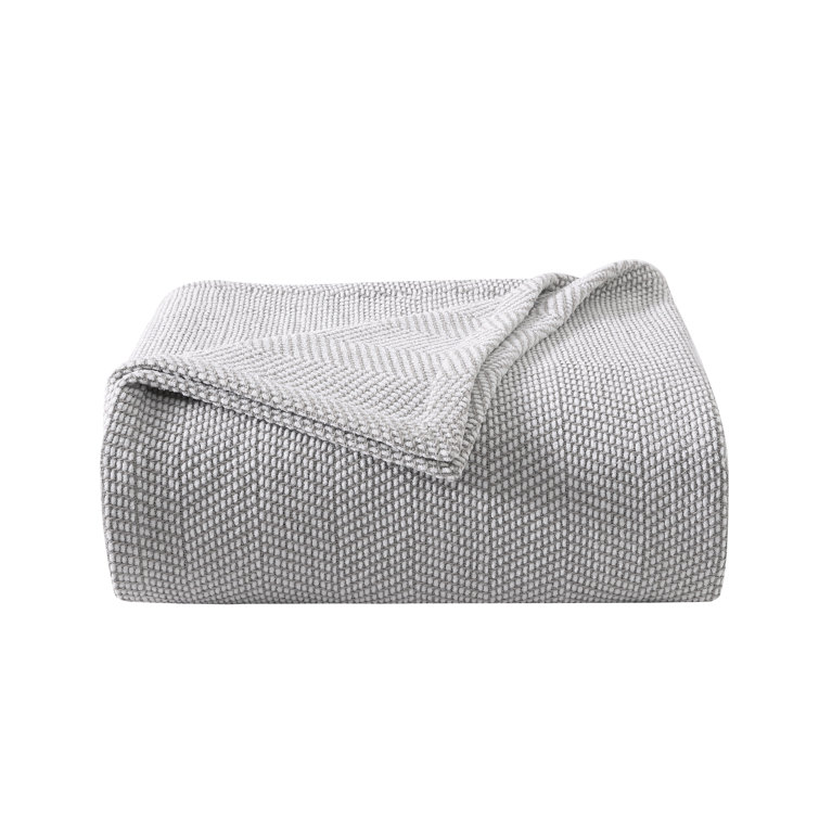 King Grey Cotton Reversible Chenille Blanket