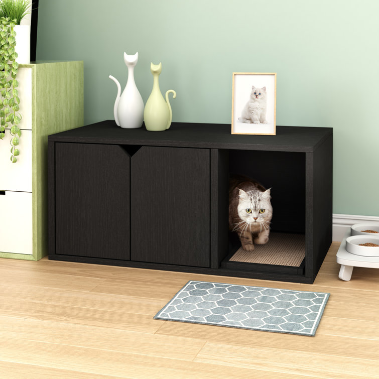 Black zBoard Paperboard Modern Cat Litter Box Enclosure