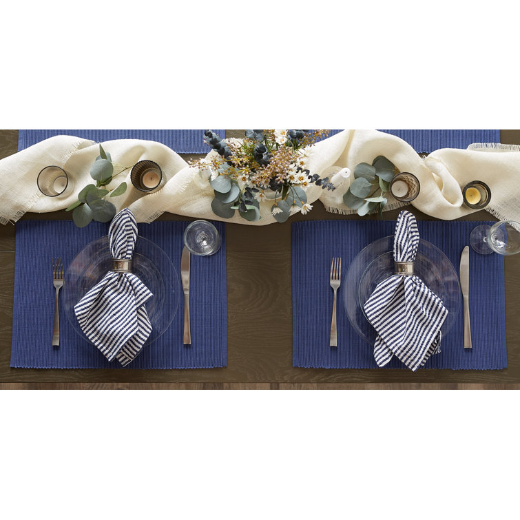 Blue Cotton 6-Piece Rectangle Placemat Set