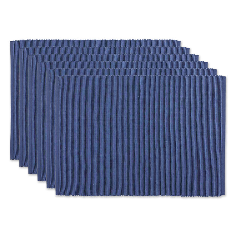 Blue Cotton 6-Piece Rectangle Placemat Set