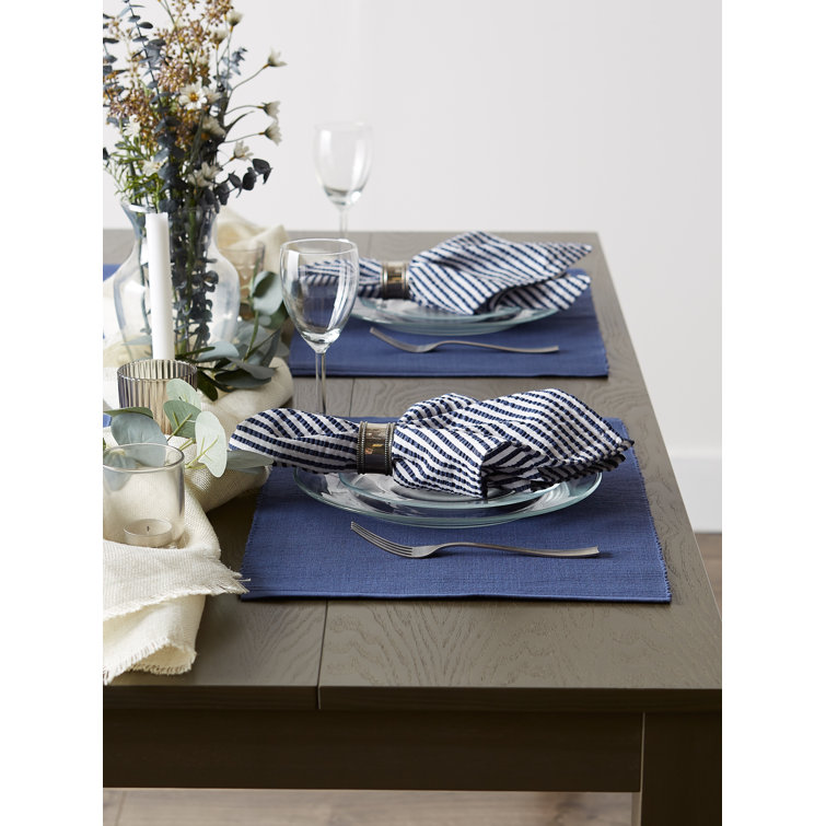 Blue Cotton 6-Piece Rectangle Placemat Set