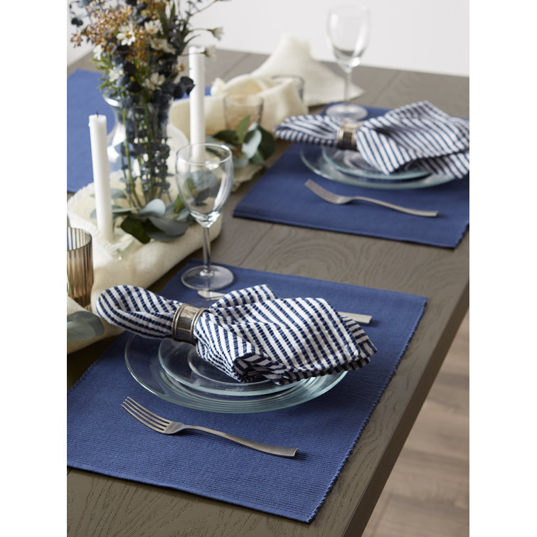 Blue Cotton 6-Piece Rectangle Placemat Set