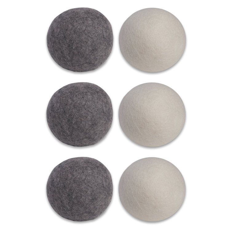 Organic Wool Dryer Balls Set in Gray and White - 6 Pieces