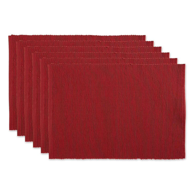 Red Cotton 6-Piece Rectangle Placemat Set