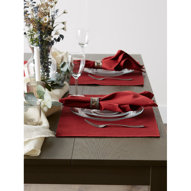 Red Cotton 6-Piece Rectangle Placemat Set