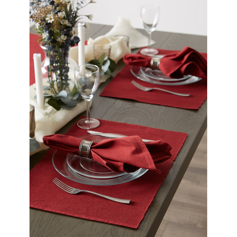 Red Cotton 6-Piece Rectangle Placemat Set