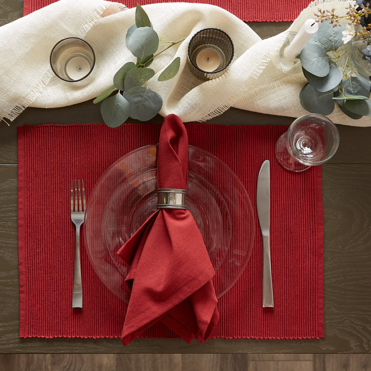 Red Cotton 6-Piece Rectangle Placemat Set
