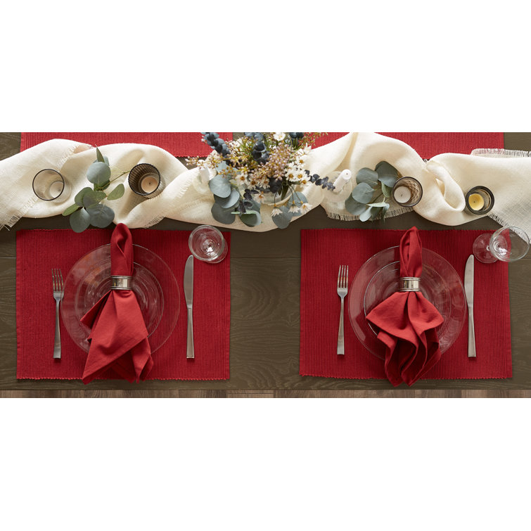 Red Cotton 6-Piece Rectangle Placemat Set